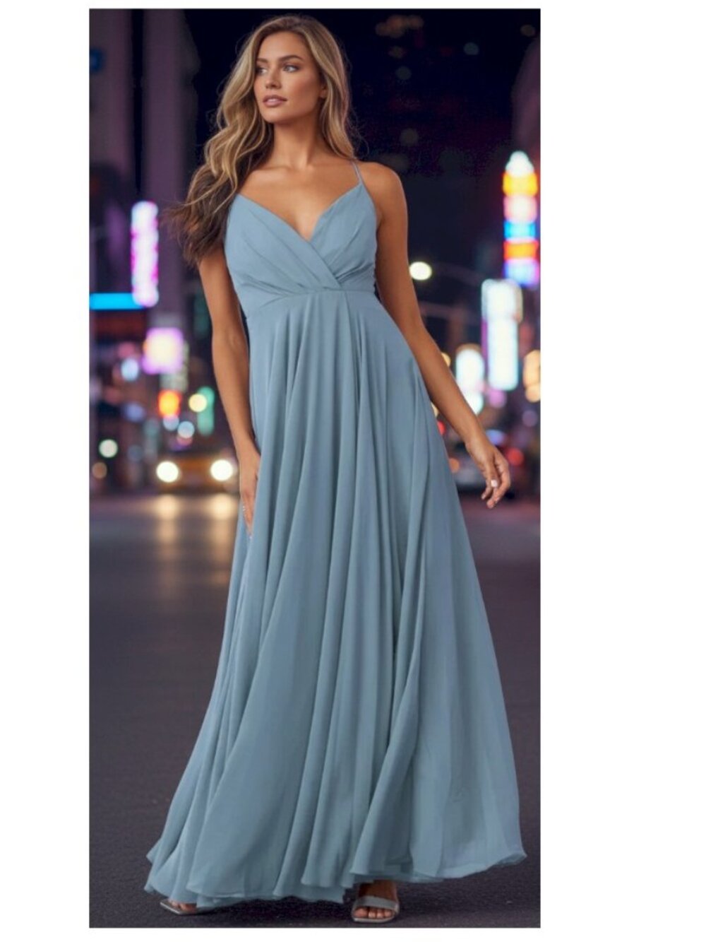 Lulus All About Love Slate Blue Maxi Dress Size Small NWOT - Picture 12 of 13
